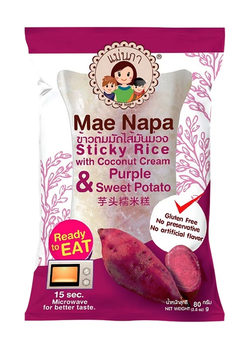 Dolce di riso glutinoso, cocco e patata viola - Mae Napa 80g.